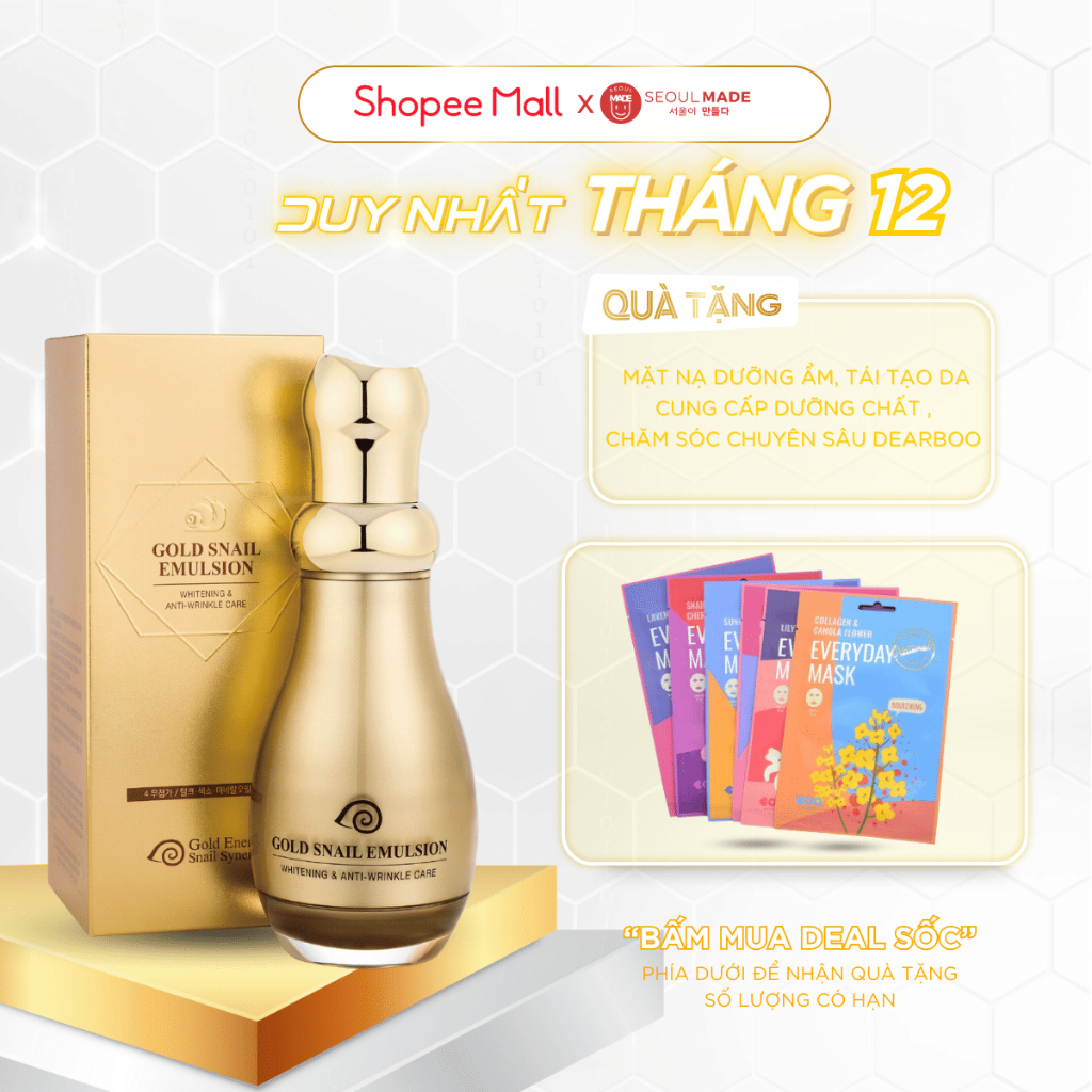 Sữa Dưỡng Da Ốc Sên Làm Sáng Da, Ngăn Ngừa Lão Hóa, Tái Tạo Làn Da, Giảm Nám Tàn Nhang Gold Snail Emulsion 130ml