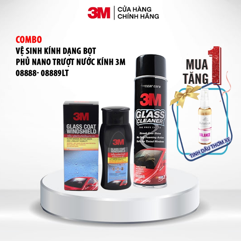 [Tặng tinh dầu thơm xe ] Bộ dung dịch vệ sinh kính và chống bám nước kính 3M.Vệ sinh kính 2 bước