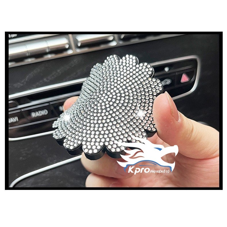 Bộ 2 lót ly silicon đính đá để trên ô tô, xe hơi - Hàng Kpro chất lượng cao