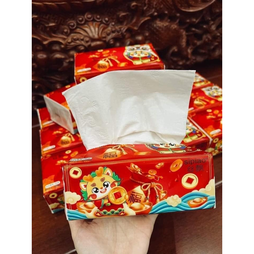 Thùng 20 Gói Giấy Ăn  Sipiao phiên bản tết sang xịn mịn, Siêu Dai, Siêu Mềm, Siêu Thấm- Hàng Cao Cấp Chuẩn nội địa trung