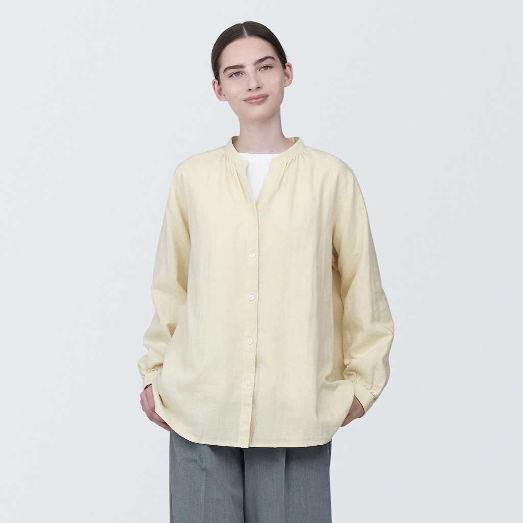 MUJI ÁO KIỂU VẢI XÔ KAPOK 2 LỚP TAY DÀI (OS)