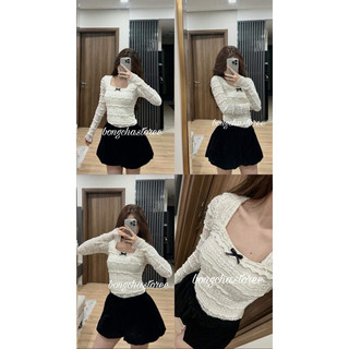 Set áo ren quần nhung phồng siêu hot