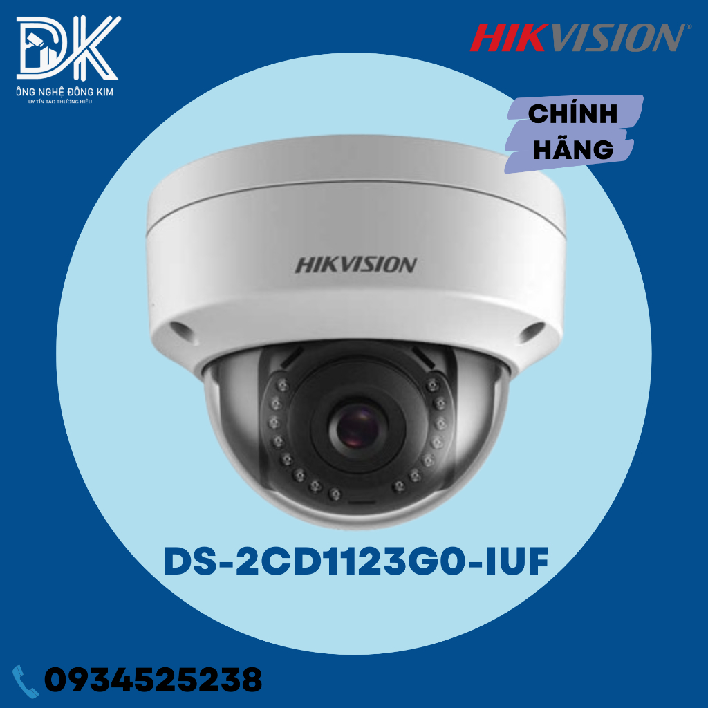 Camera IP HIKVISION DS-2CD1123G0-IUF Dome hồng ngoại 2.0 Megapixel