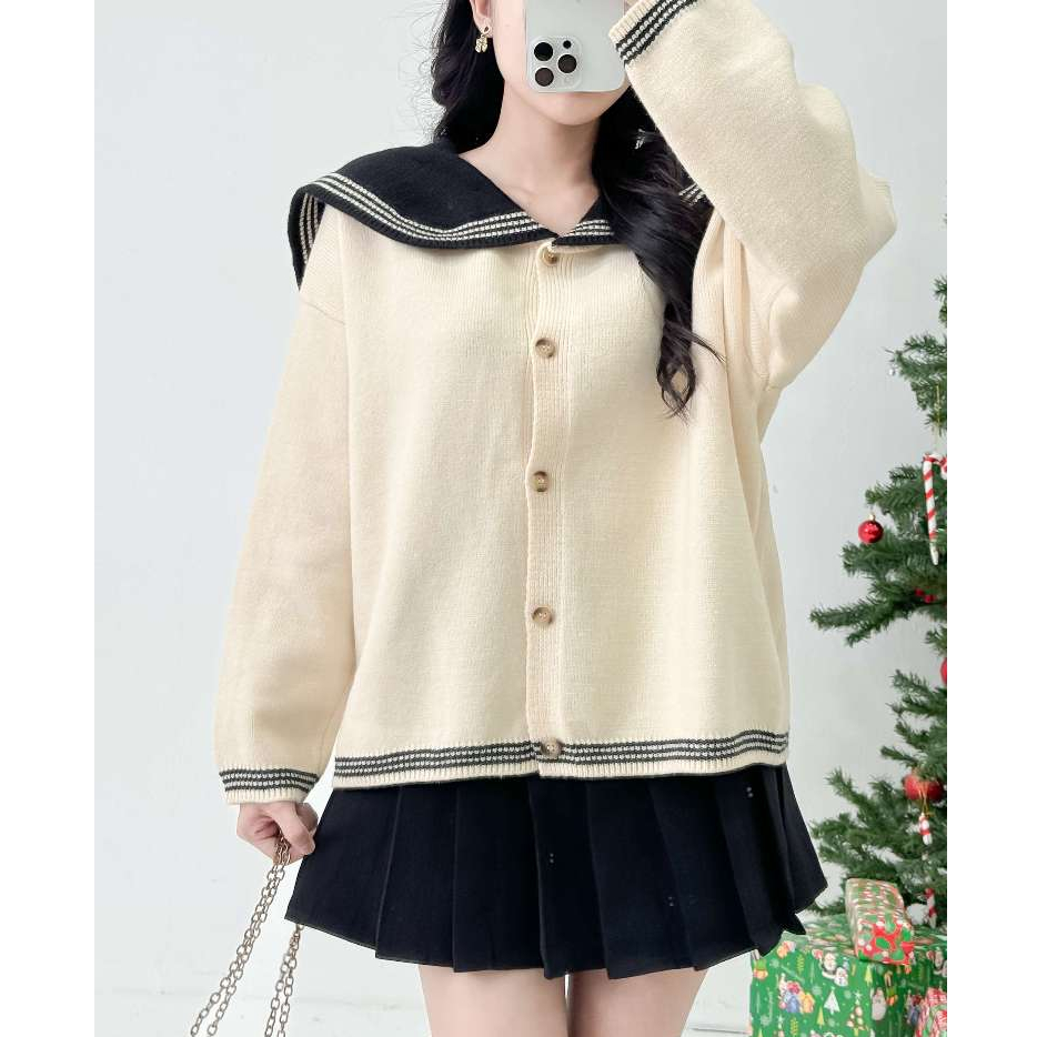 Áo khoác len nữ VMSTYLE cardigan tay dài kiểu thủy thủ dễ thương đi học, đi làm, đi chơi thời trang thu đông - ALU00281