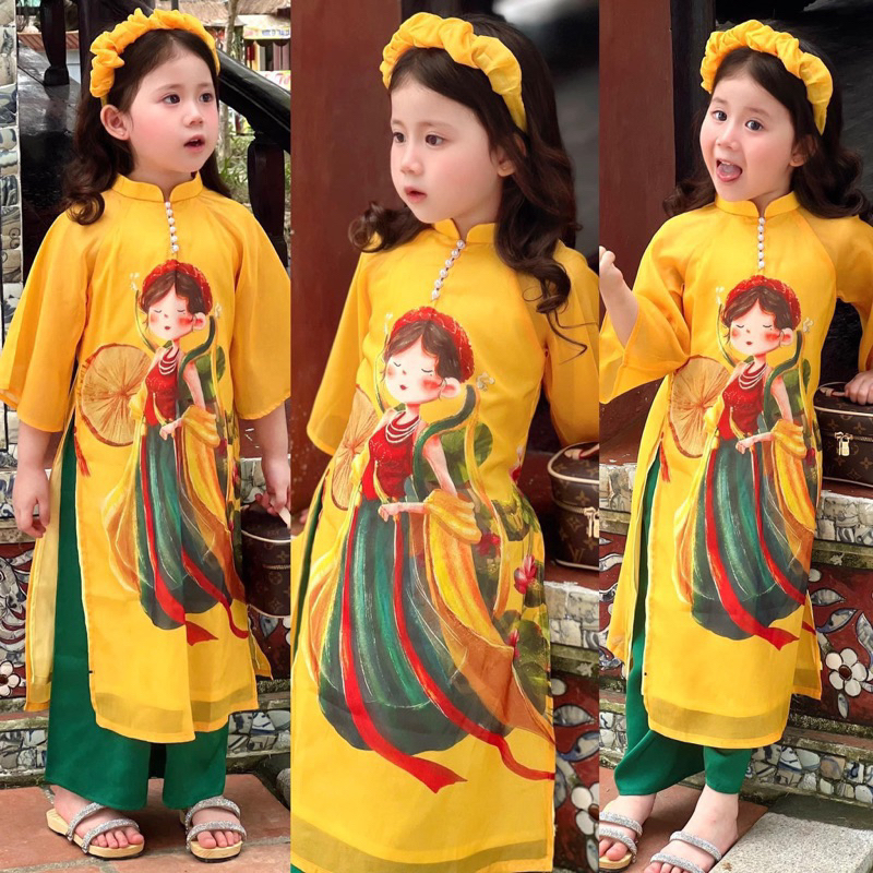 Bộ bé gái, Sét áo dài cô tấm xuân sang kèm bờm