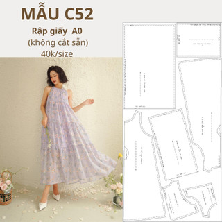 RẬP GIẤY A0 VÁY SUÔNG NHÚN NHIỀU TẦNG MÃ C52
