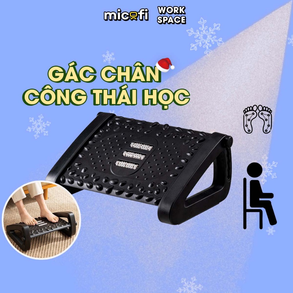 Kê Chân, Gác Chân Micofi, Ghế Kê Chân Văn Phòng Massage Công Thái Học Điều Chỉnh Dáng Ngồi Chống Đau Lưng, Tê Chân