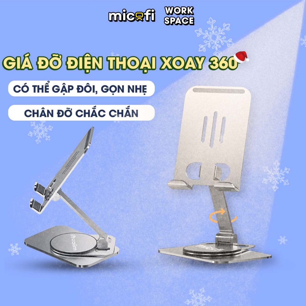 Giá Đỡ Điện Thoại Máy Tính Bảng Ipad Micofi Xoay 360 Gấp Gọn Nhôm, Để Bàn Livestream Xem Phim