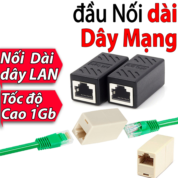 Đầu nối mạng Rj45 1000Mb Đầu nối dài dây mạng Đầu nối mạng 1G Gigabit Đầu bấm nối dây mạng Cục nối dài internet Hạt mạng
