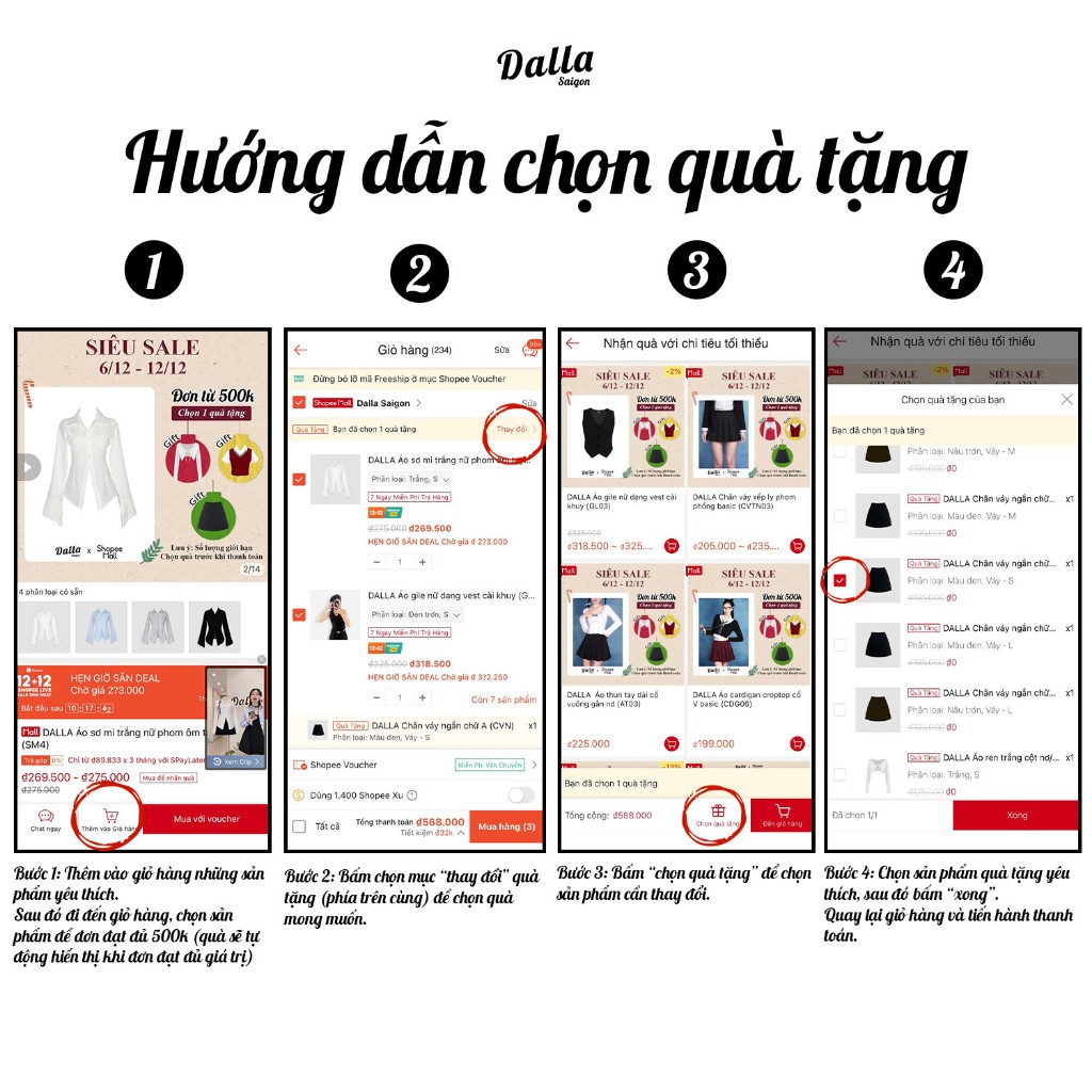 DALLA  Gile họa tiết ziczac đỏ