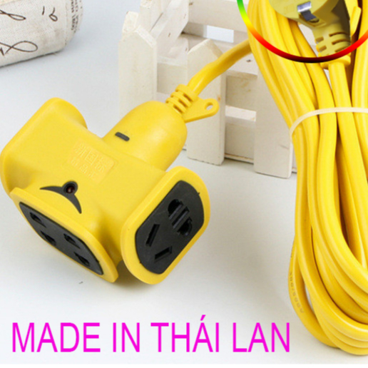 Cuộn dây điện kèm ổ cắm 5m phích cắm đúc chịu lực cao,Chống cháy nổ và chống rơi