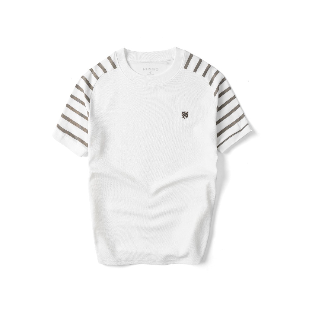 Áo thun nam Raglan VENEDO vải Pique phối Cotton Single sọc trẻ trung, năng động - HUSSIO