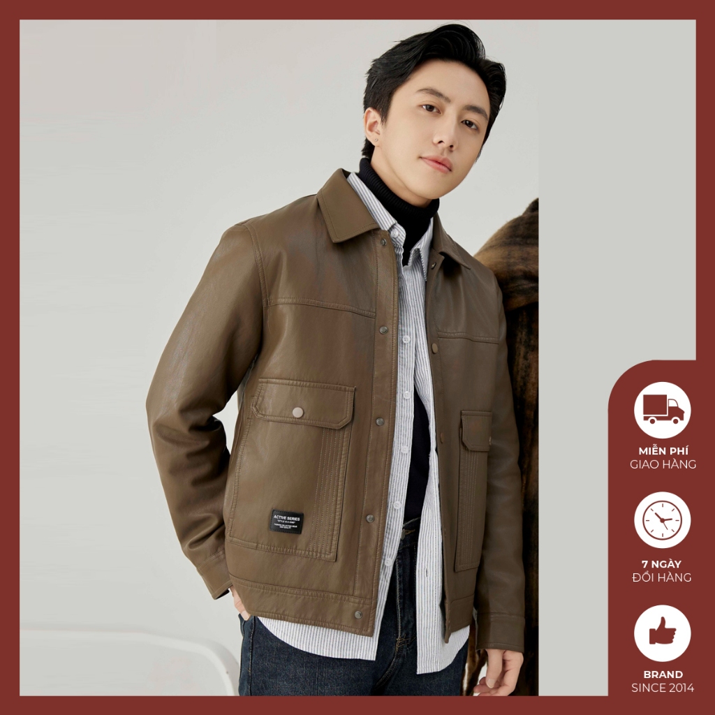 Áo khoác da nam cao cấp Độc menswear lót lông chất da PU túi ốp cá tính, phong cách hàn quốc - AKD11