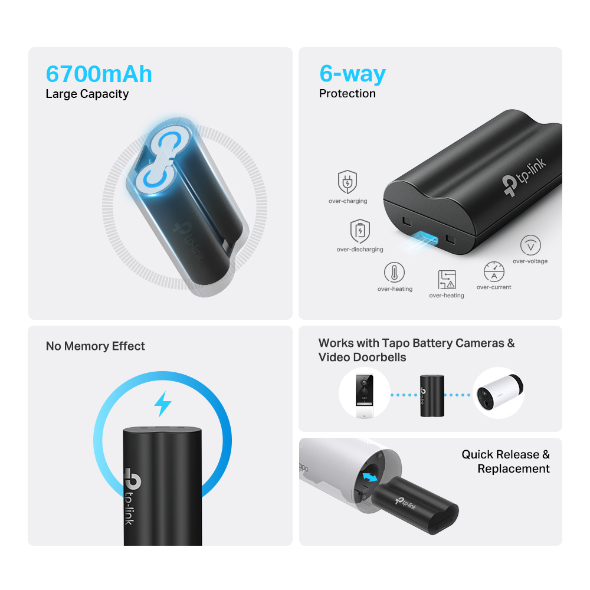 Bộ Pin TP-Link Tapo A100 6700mAH dành cho camera Tapo C420, C400 và chuông cửa D230