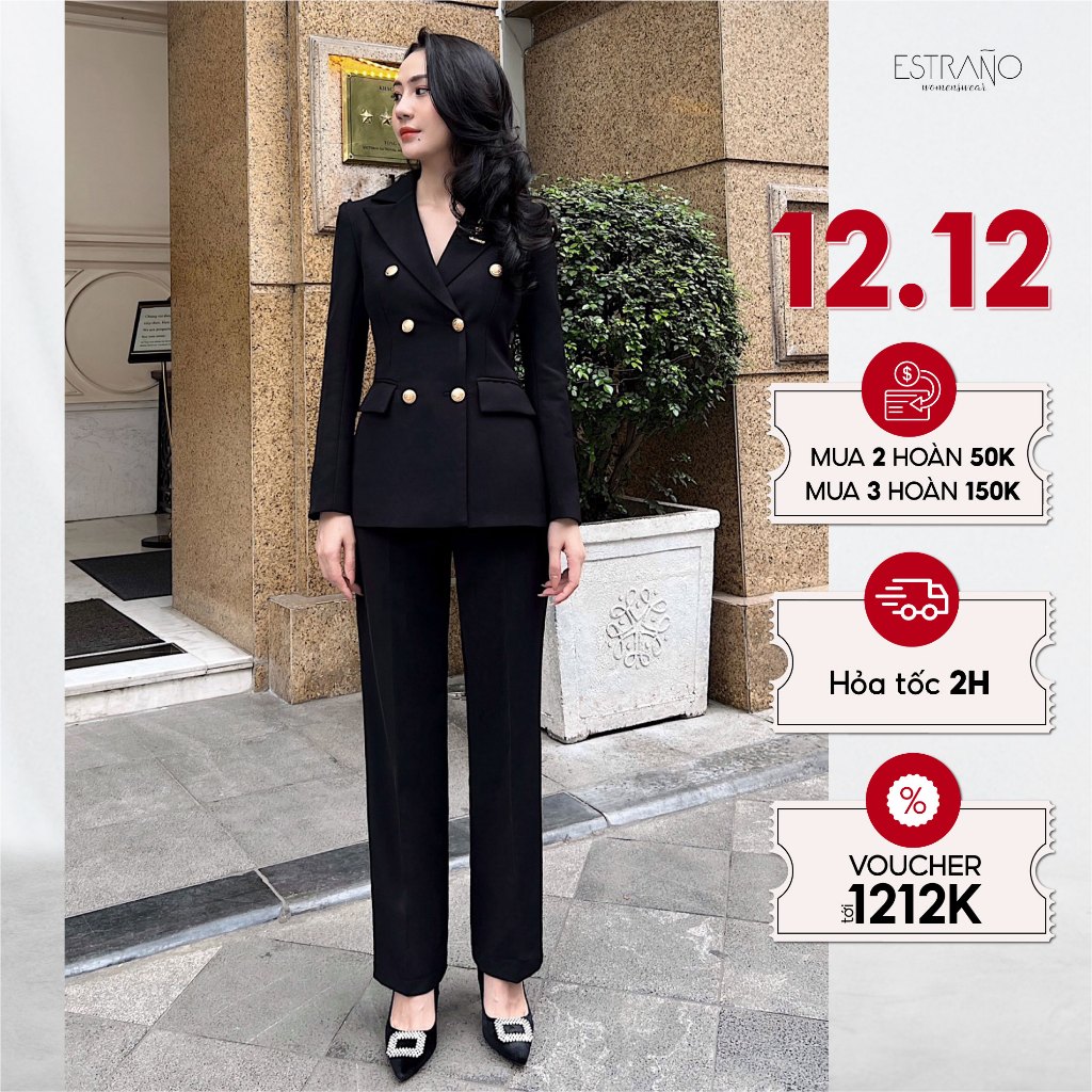 SET VEST QUẦN ÂU MÀU ĐEN SANG TRỌNG - ANGELA SET BY ESTRANO