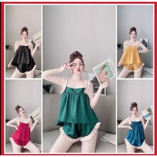 Đồ bộ phi lụa dây nhún mềm mại quyến rũ, freesize dưới 58kg nguyên khánh store
