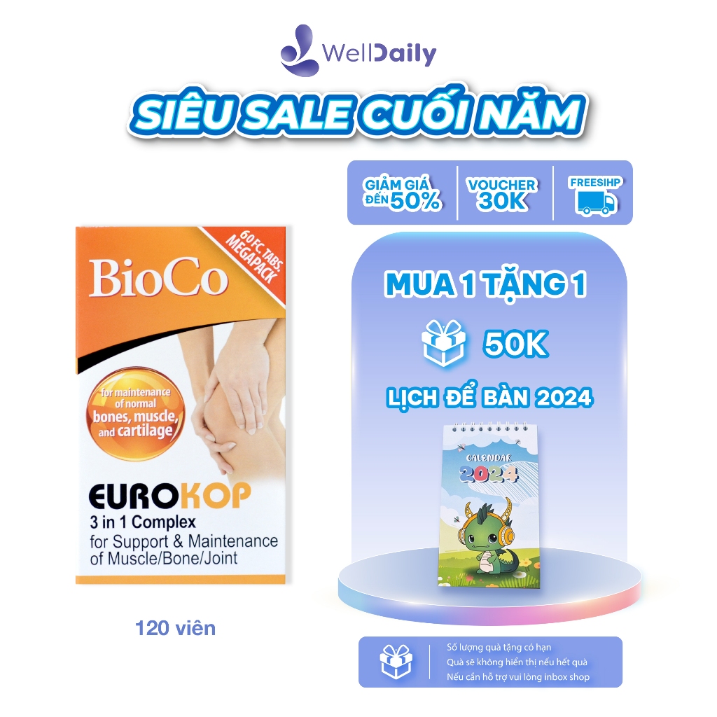 Viên uống hỗ trợ xương khớp BioCo Eurokop hỗ trợ giảm đau khớp và bảo vệ cơ, xương, khớp chắc khỏe