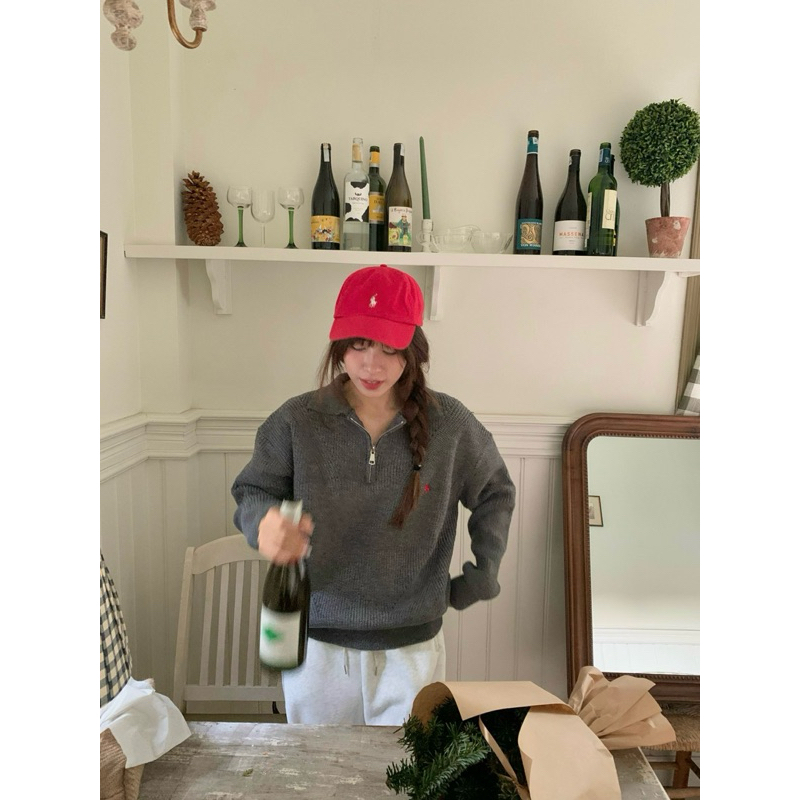 KAYY. Áo len cổ khoá thêu ngực _ A7054