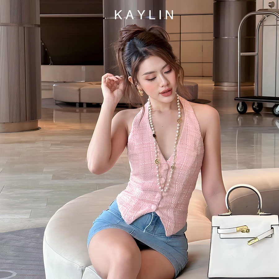 Áo Gile nữ vải Tweed phong cách công sở kiểu dáng thanh lịch KAYLIN - N2156