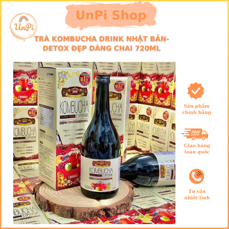 Trà Kombucha drink Nhật Bản detox đẹp dáng chai 720ml