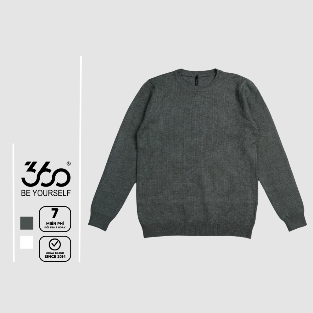 Áo len cashmere nam dày 360 Boutique trơn một màu, dễ phối đồ - ALEOL432