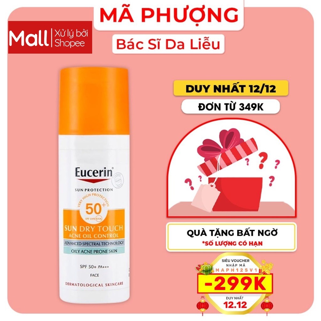 Kem Chống Nắng Eucerin Cho Da Dầu Mụn Eucerin Sun Gel-Cream Dry Touch Oil Control SPF50+ mẫu mới