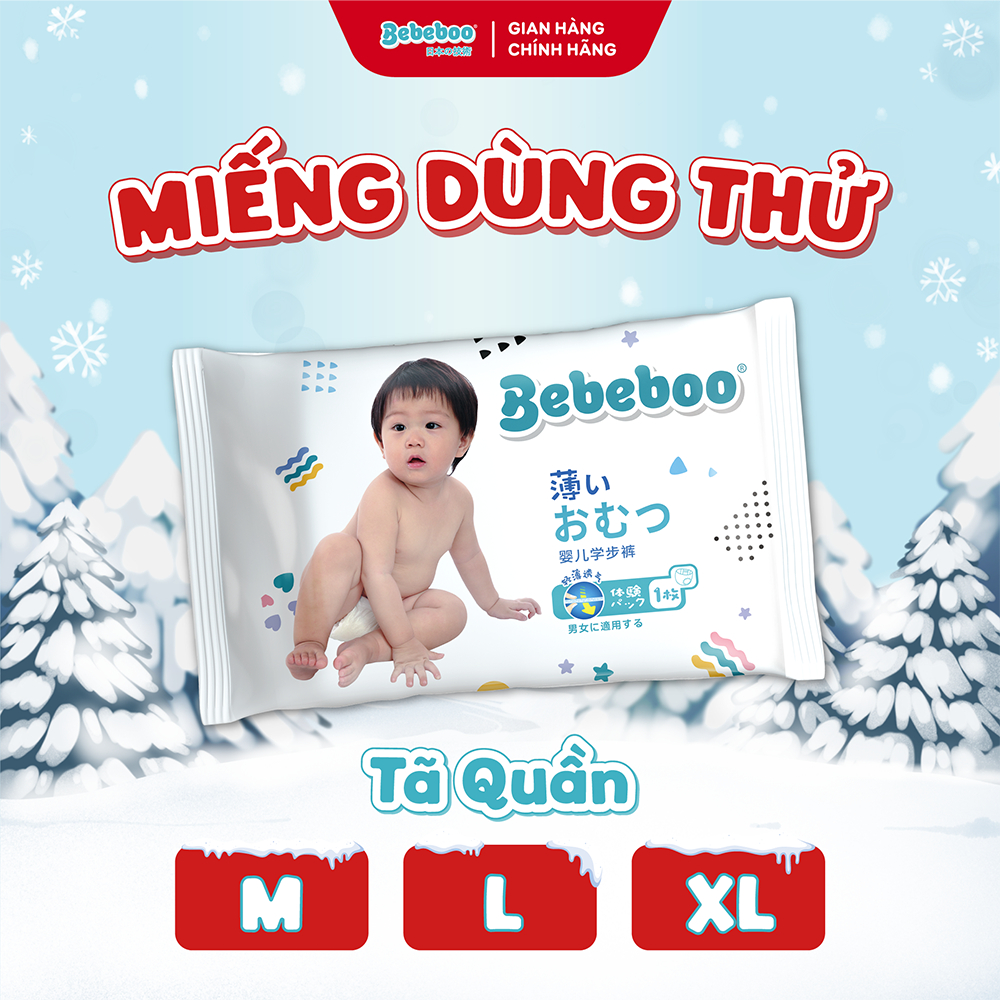 Miếng dùng thử Tã/Bỉm dán/quần Bebeboo size NB80/S70/M60//M54/L50/XL46/XXL42/XXXL40