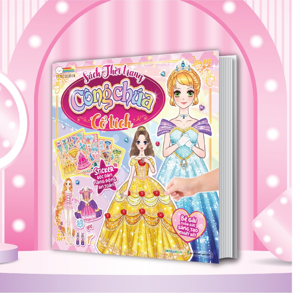 Sách Thời trang Công chúa Cổ tích (4 trang Stickers) - Sách tương tác thay đổi trang phục công chúa