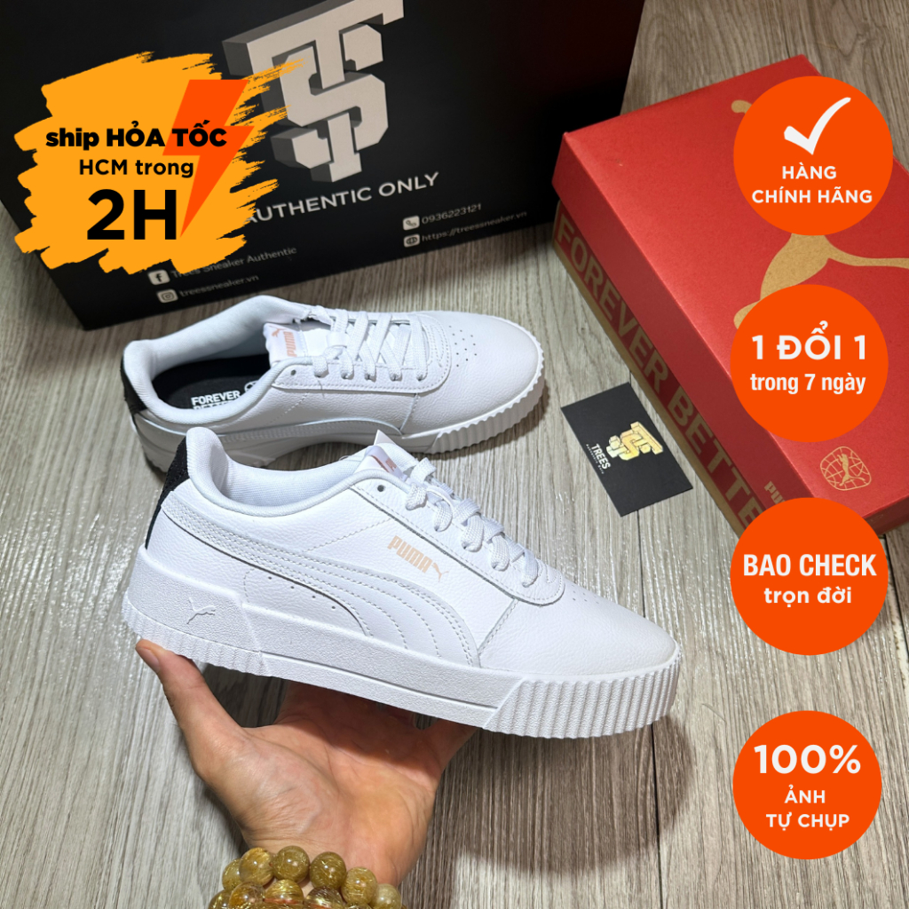 Giày thể thao PUMA CARINA L WHITE 370325 23 Full Box Tag Auth