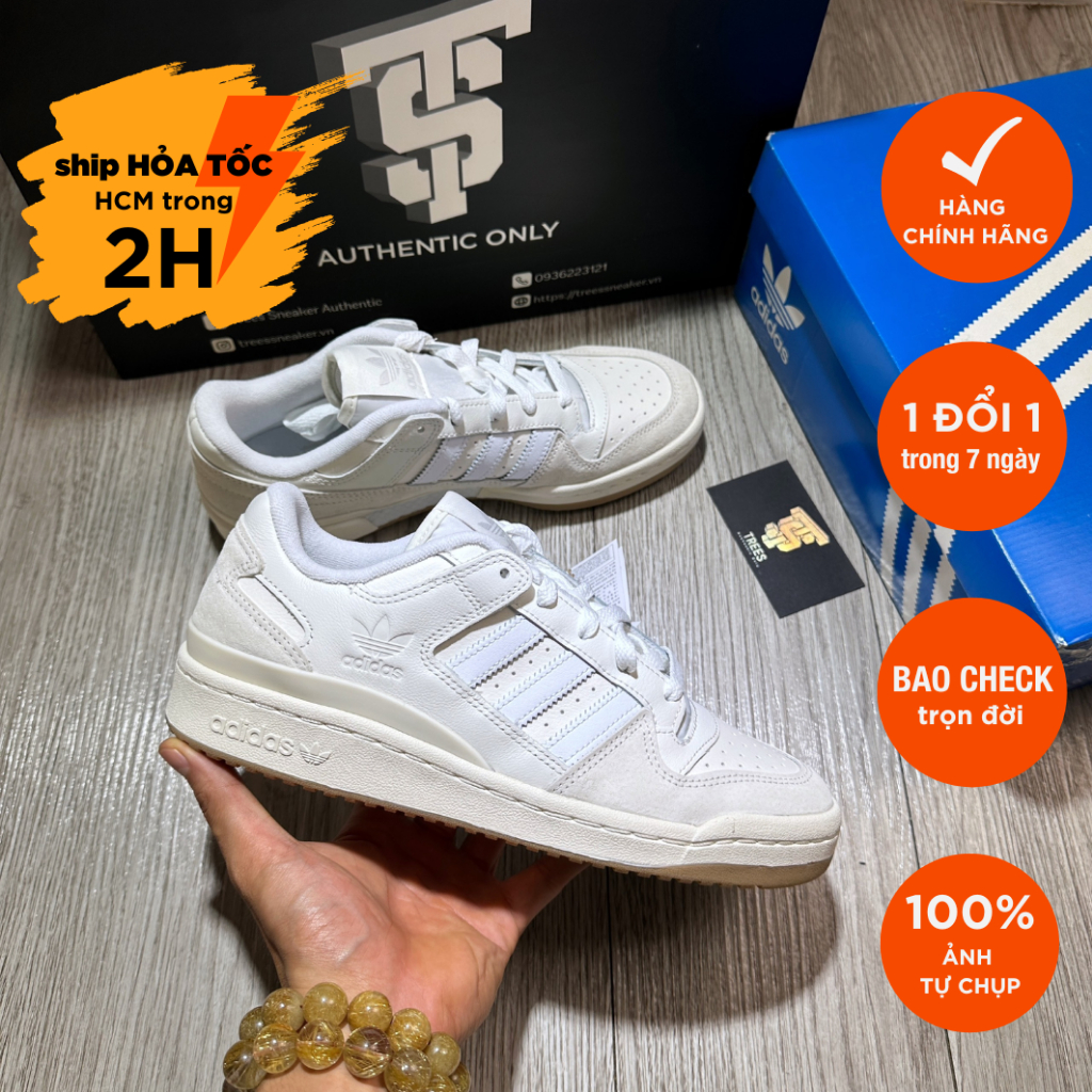 Giày thể thao ADIDAS ORIGINALS FORUM LOW CLASSIC CHALK  WHITE ID6858 Full Box Tag Auth