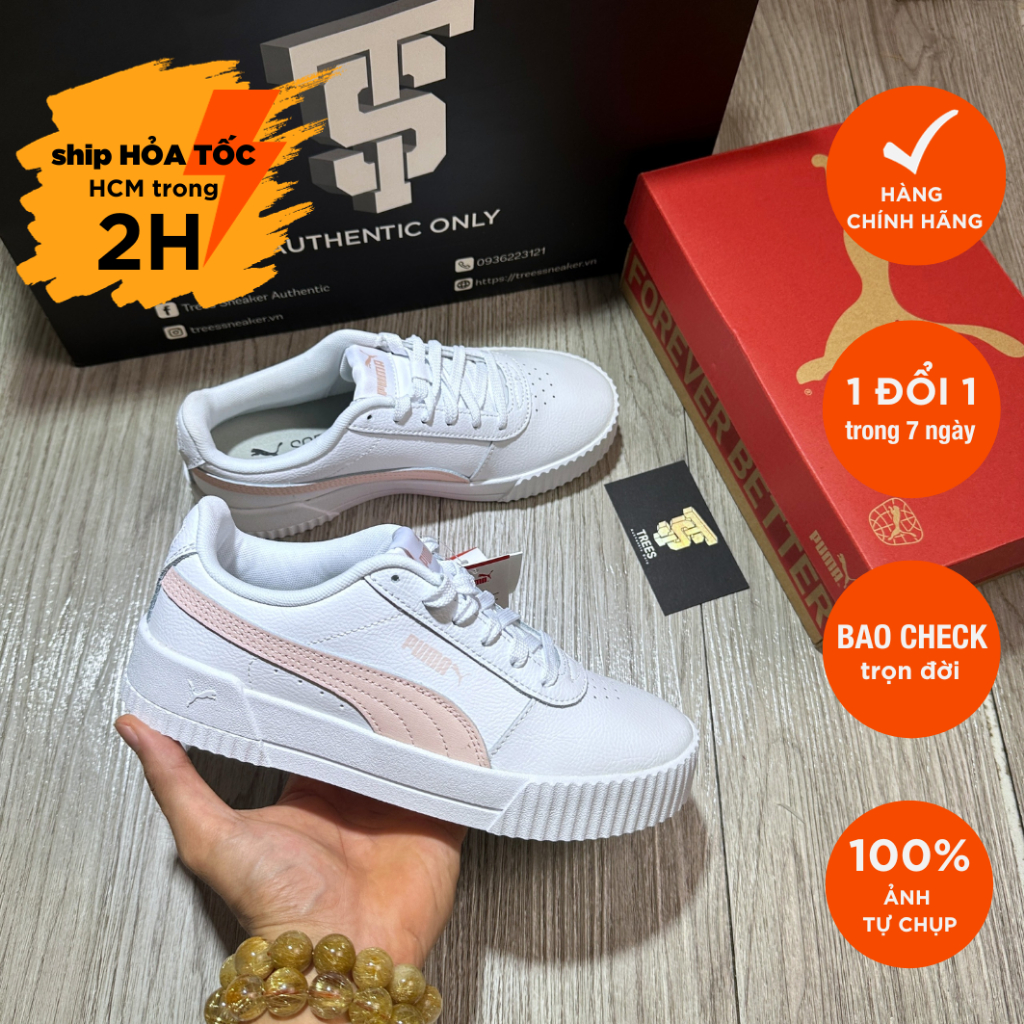 Giày thể thao PUMA CARINA L WHITE ROSEWATER 370325 10 Full Box Tag Authh