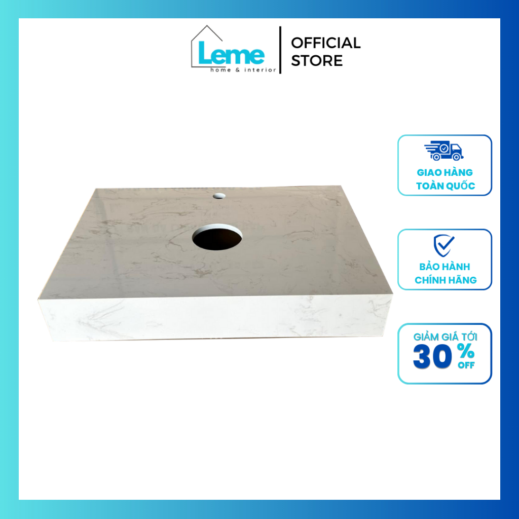 Bàn đá 1 tầng chậu rửa lavabo đá nhân tạo màu trắng, BÀN ĐÁ HỘP LMBD6 TRẮNG 50X70