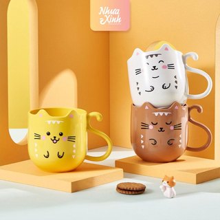 Cốc đánh răng nhựa siêu nhẹ hình mèo Minny | Nhựa Xinh – NX06