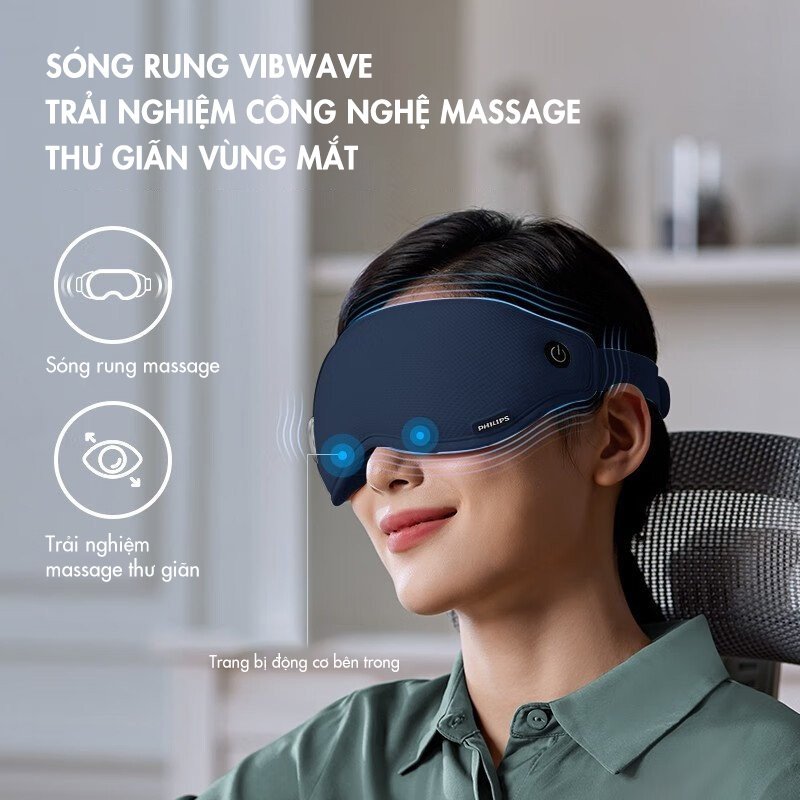 Máy Massage Mắt PHILIPS 3101E-massage sóng rung,chườm ấm và lạnh 3 trong 1