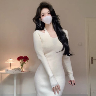 Váy len body cổ chữ V giả yếm cho nữ sang trọng lịch sự (mã L14)