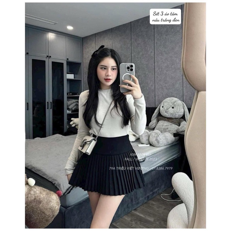 Set 3 áo thun tay dài cổ tròn Zr