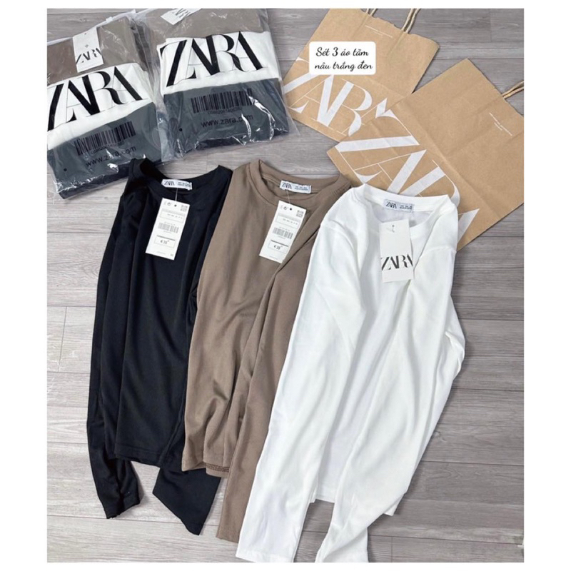 Set 3 áo thun tay dài cổ tròn Zr