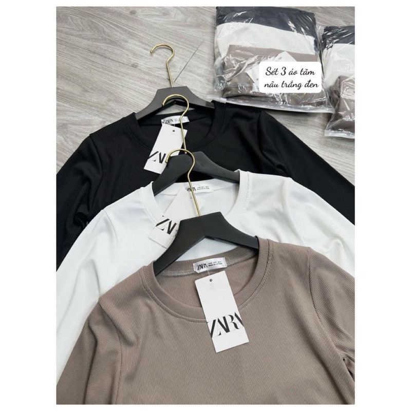 Set 3 áo thun tay dài cổ tròn Zr