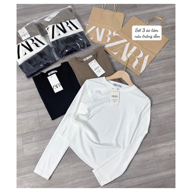 Set 3 áo thun tay dài cổ tròn Zr