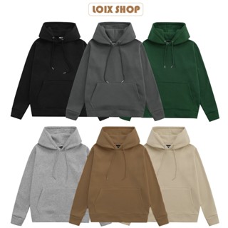  Áo hoodie trơn basic nỉ bông siêu dày 2 lớp mũ zip form rộng oversize nam nữ unisex LOIX 