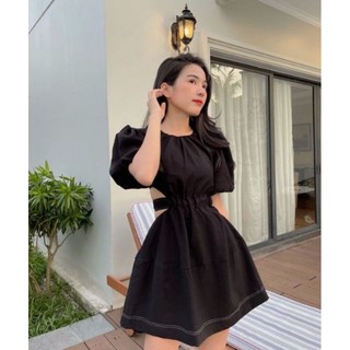 Váy tay phồng hở lưng cột dây