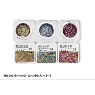  Gel nhũ kim tuyến 3D mix hạt lớn nhỏ JVIY siêu sáng lấp lánh sơn hay vẽ móng đều đẹp hủ 8ml 