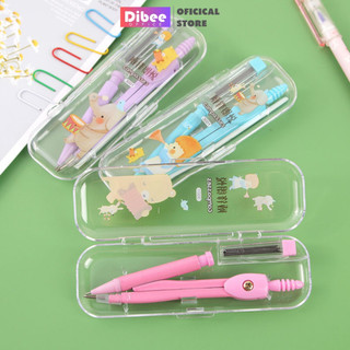 Compa học sinh DiBee bộ compa kèm ngòi, compa bấm ngòi kim, 3 màu dễ thương, vẽ kĩ thuật dành cho học sinh CP110