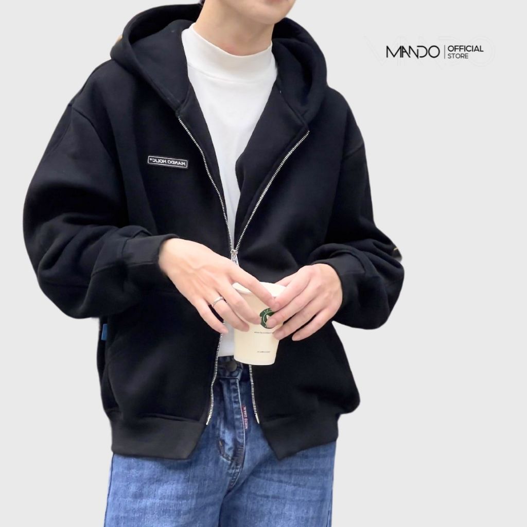 Áo Khoác Hoodie Zip Nỉ Nam MANDO Áo Hoodie Phong Cách Hàn Quốc Chất Liệu Nỉ Bông Cao Cấp Form Rộng Unisex  HOZ002