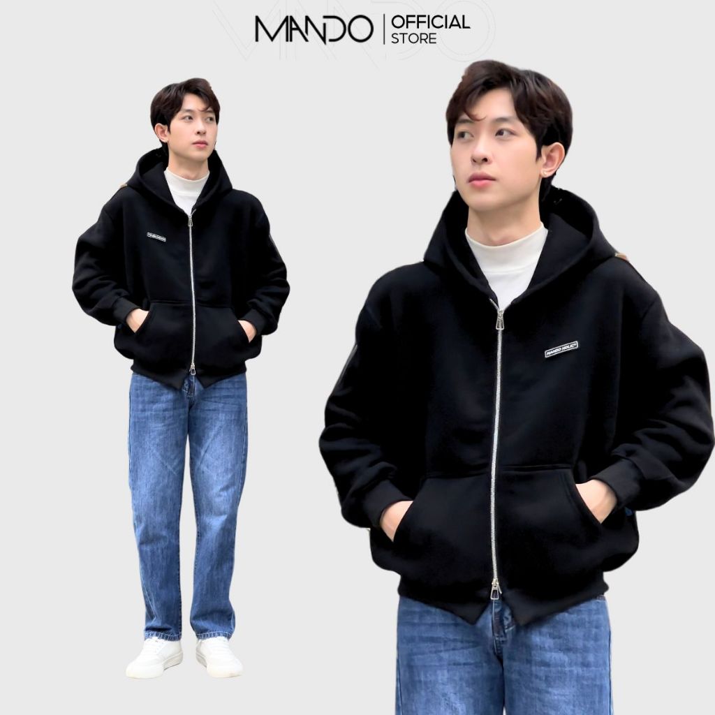 Áo Khoác Hoodie Zip Nỉ Nam MANDO Áo Hoodie Phong Cách Hàn Quốc Chất Liệu Nỉ Bông Cao Cấp Form Rộng Unisex  HOZ002