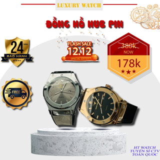 [MÁY PIN] Đồng Hồ Nam Hub Mặt Trơn Bóng/Đính Đá Bản Classic Dây Thơm Đầy Cá Tính (BẢO HÀNH 6 THÁNG)