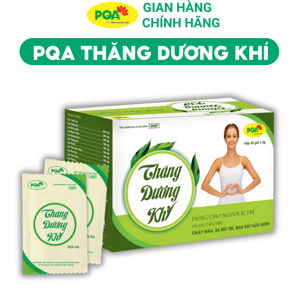 PQA Thăng Dương Khí: trĩ nội, trĩ ngoại,sa tử cung- hộp 25 gói