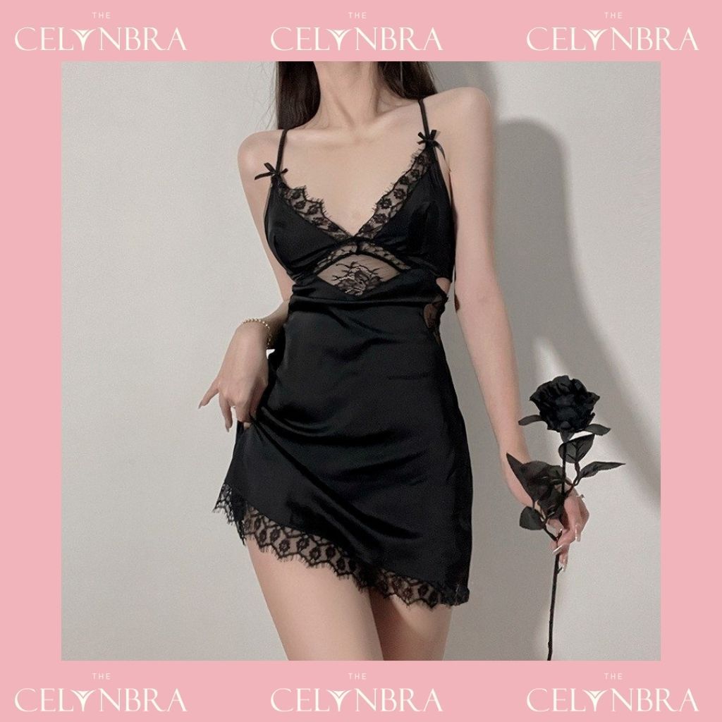 Váy ngủ lụa hai dây khoét sâu gợi cảm THE CELYNBBRA - V107