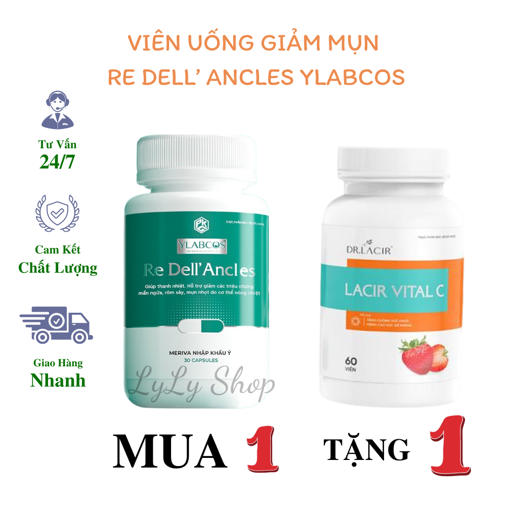Viên Uống Giảm Mụn Re Dell' Ancles Dr.Lacir, Cải thiện giảm mụn hiệu quả, giảm nóng trong, ngăn ngừa mụn LyLyShop 30 viê
