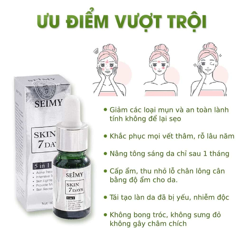 💯 Serum giảm mụn thâm rỗ Seimy Công dụng 5 trong 1 hiệu quả sau 7 ngày